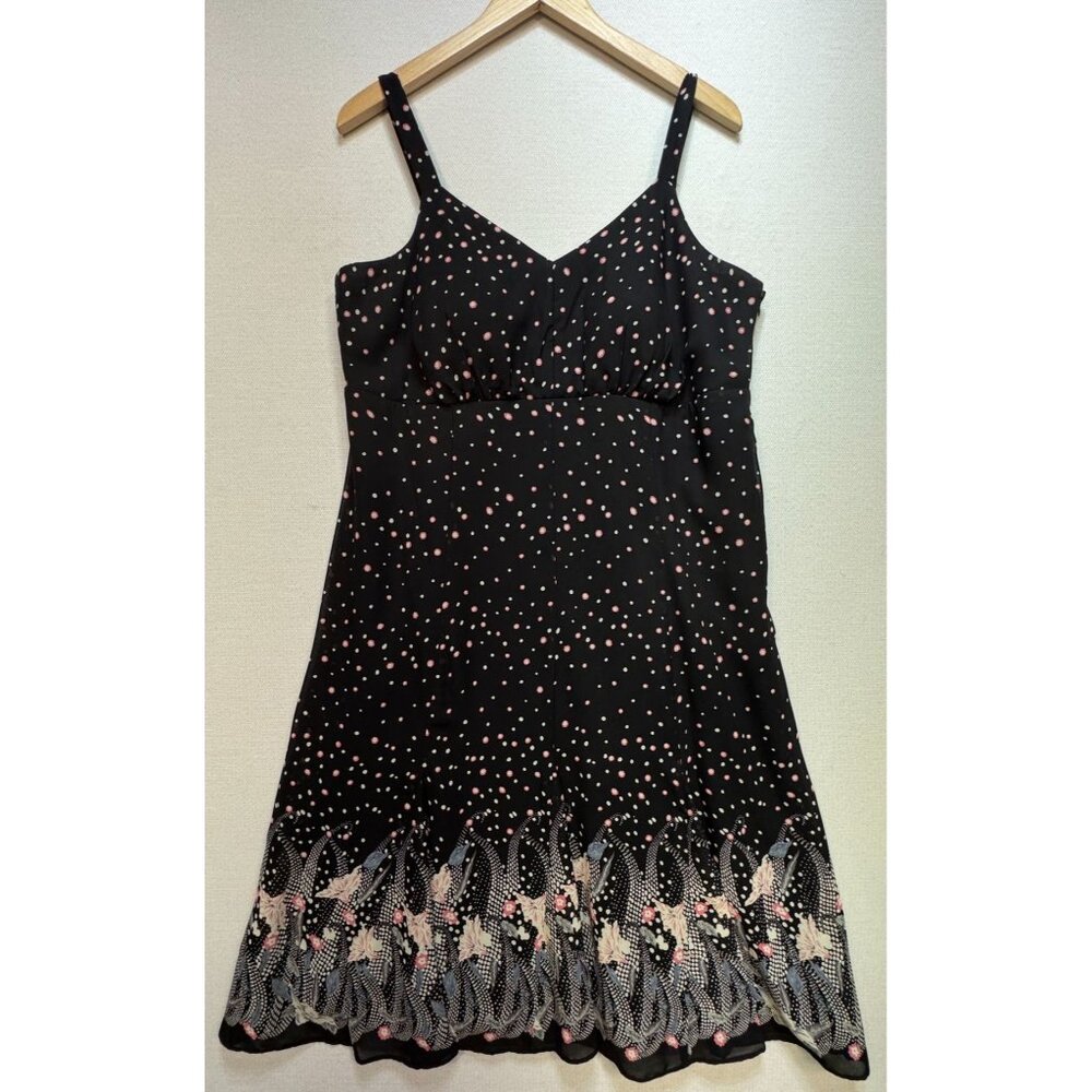 Dressbarn Women's Mini Dress Summer Size 14W Black Floral Sleeveless Stretch